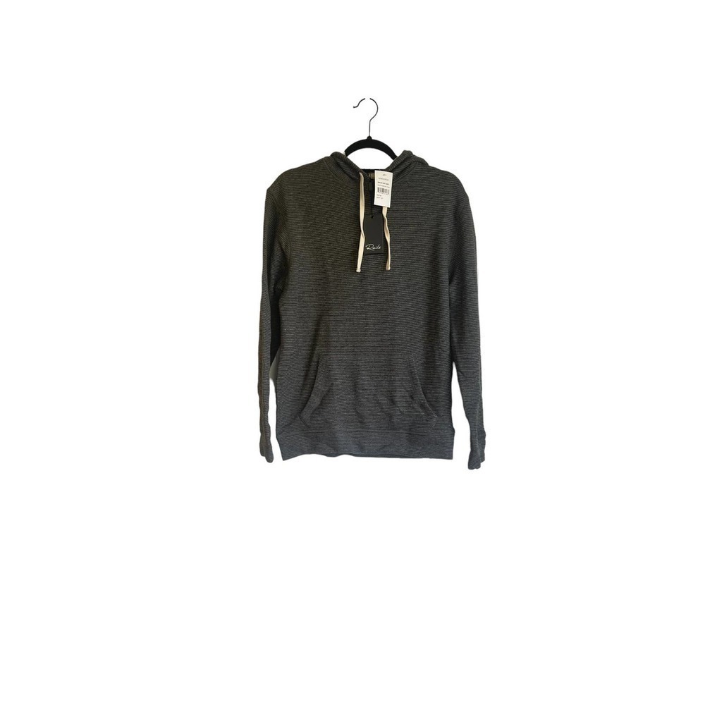 Rails Smith Striped Pullover Hoodie Long Sleeve Black Men's Size Medium NWT - Picture 2 of 10